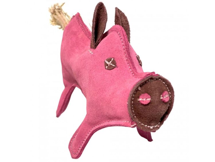 Prasátko Pinky hračka pro psy z kůže a juty (28cm)